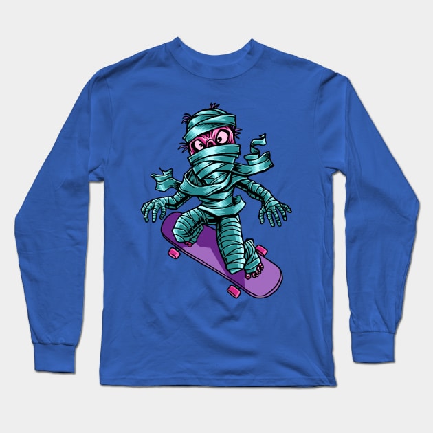 Halloween Skateboarding Mummy Long Sleeve T-Shirt by letnothingstopyou